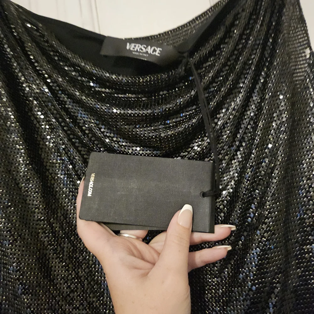 Versace Black Metallic Mesh Dress - Picture 6 of 7